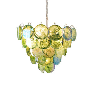 Green Glass Disc Chandelier