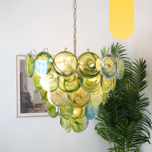 Green Glass Disc Chandelier