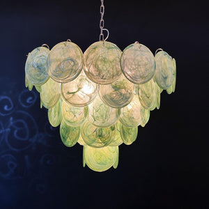Green Glass Disc Chandelier