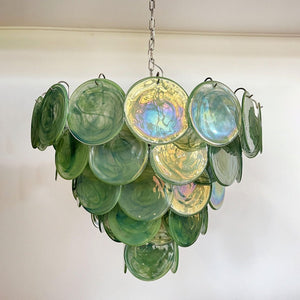 Green Glass Disc Chandelier