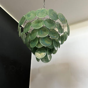 Green Glass Disc Chandelier
