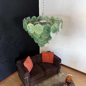Green Glass Disc Chandelier