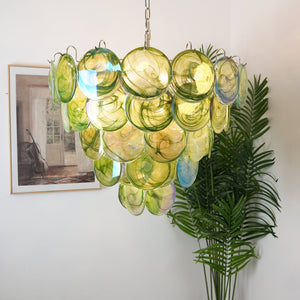 Green Glass Disc Chandelier