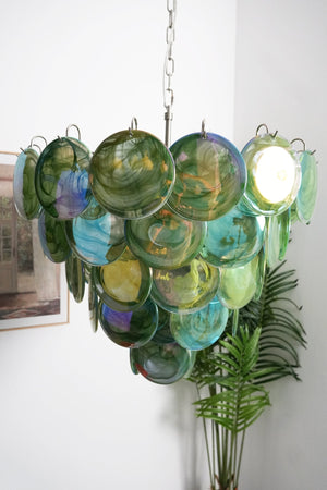 Green Glass Disc Chandelier