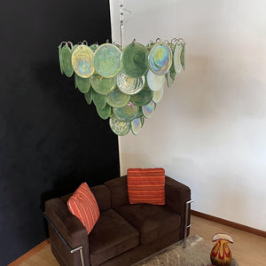 Green Glass Disc Chandelier