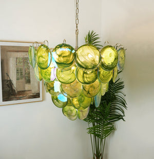 Green Glass Disc Chandelier