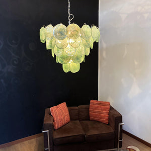 Green Glass Disc Chandelier