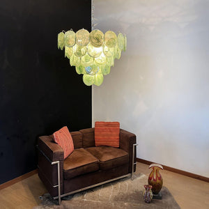 Green Glass Disc Chandelier
