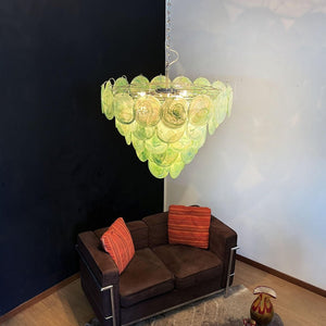Green Glass Disc Chandelier