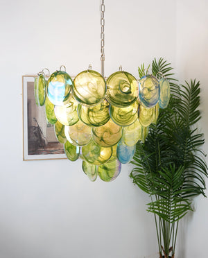 Green Glass Disc Chandelier