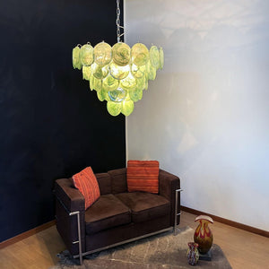 Green Glass Disc Chandelier