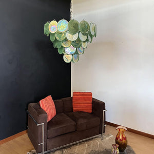 Green Glass Disc Chandelier