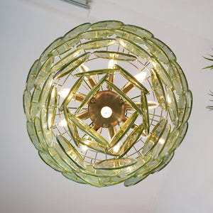 Green Glass Disc Chandelier