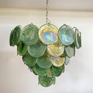 Green Glass Disc Chandelier