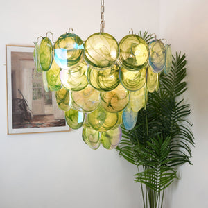 Green Glass Disc Chandelier