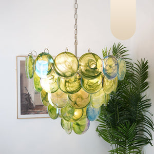 Green Glass Disc Chandelier