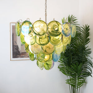 Green Glass Disc Chandelier