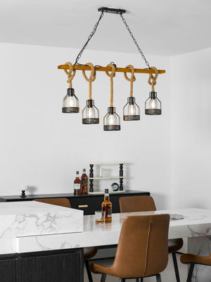 Hemp Rope Industrial Grenade Chandelier