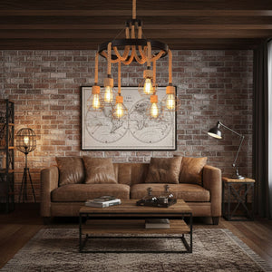 Hemp Rope Industrial Starfall Chandelier