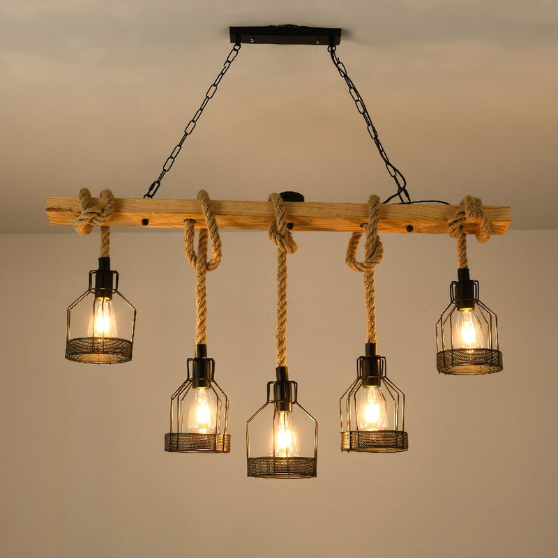 Hemp Rope Industrial Grenade Chandelier – detail 9