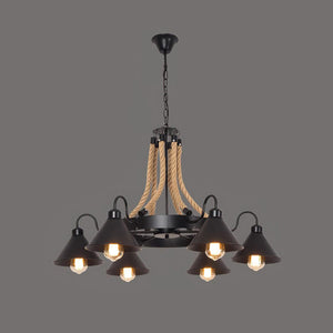 Hemp Rope Industrial Horn Chandelier