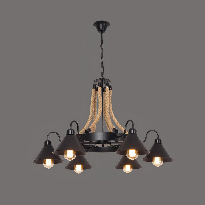 Hemp Rope Industrial Horn Chandelier – detail 20