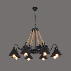 Hemp Rope Industrial Horn Chandelier