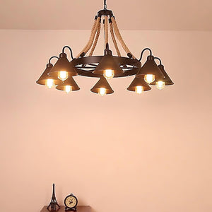 Hemp Rope Industrial Horn Chandelier