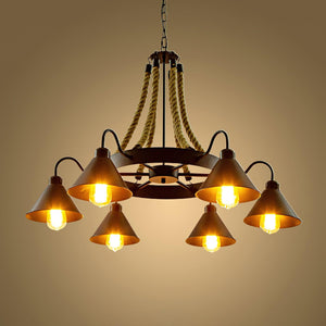 Hemp Rope Industrial Horn Chandelier