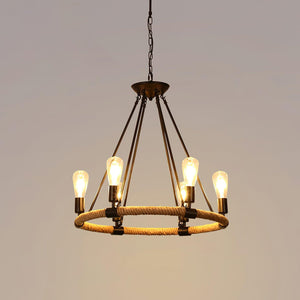 Hemp Rope Industrial Large Circle Chandelier