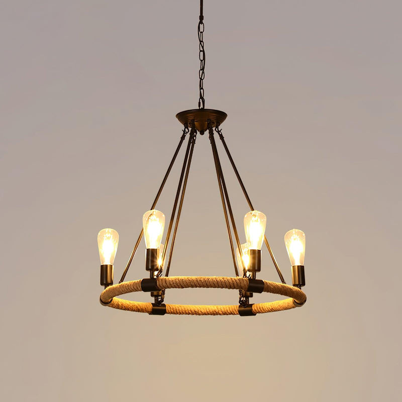 Hemp Rope Industrial Large Circle Chandelier – detail 23