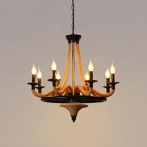 Hemp Rope Industrial Large Wheel Chandelier