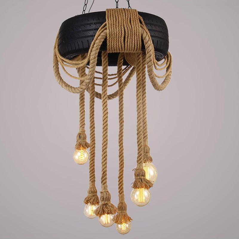 Hemp Rope Industrial Tire Chandelier – detail 16