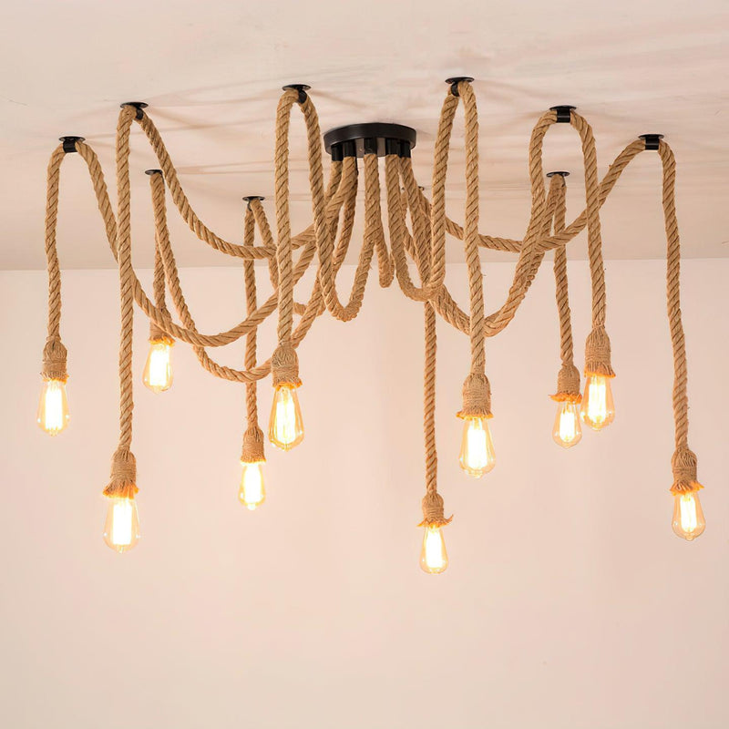Hemp Rope Scattered Flower Chandelier – detail 11