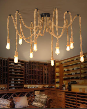 Hemp Rope Scattered Flower Chandelier