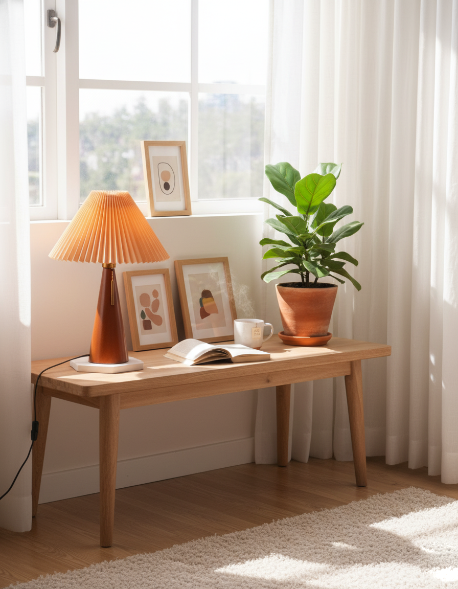 مصباح طاولة خشب هوكي 13.7 بوصة - 18.8 بوصة