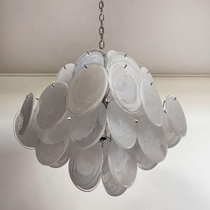 Isadora Glass White Disc Chandelier