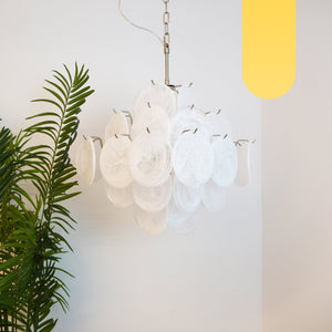 Isadora Glass White Disc Chandelier