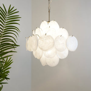 Isadora Glass White Disc Chandelier