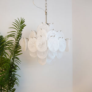 Isadora Glass White Disc Chandelier