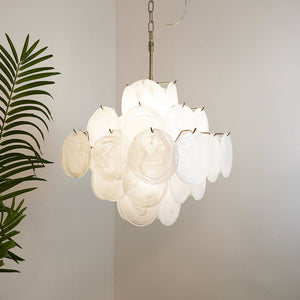 Isadora Glass White Disc Chandelier