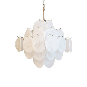 Isadora Glass White Disc Chandelier
