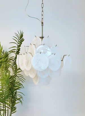 Isadora Glass White Disc Chandelier