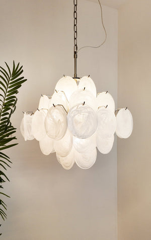 Isadora Glass White Disc Chandelier