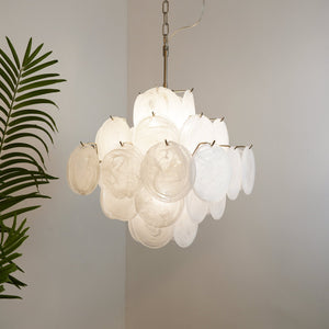 Isadora Glass White Disc Chandelier