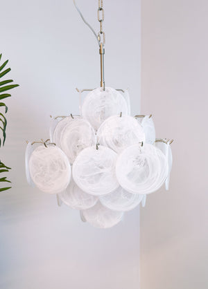 Isadora Glass White Disc Chandelier