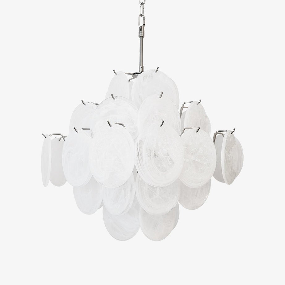 Isadora Glass White Disc Chandelier