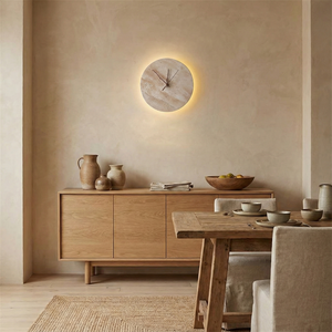Kiera Travertine Clock Wall Lamp