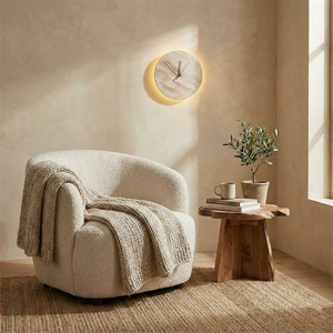 Kiera Travertine Clock Wall Lamp
