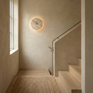 Kiera Travertine Clock Wall Lamp
